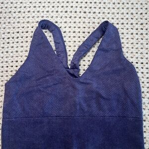 Purple ribbed sport bra